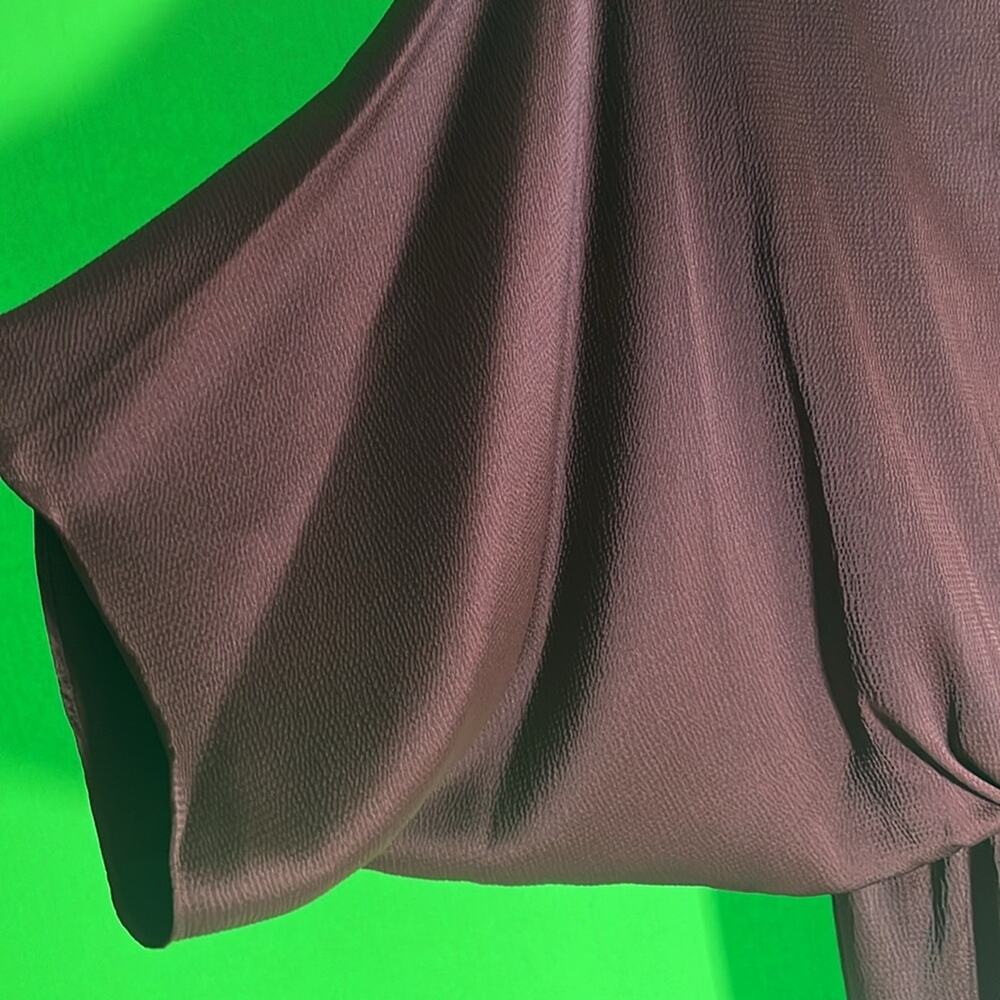 Trina Turk $258 Manhattan Satin Dress in Mahagony Brown Size L - Picture 4 of 6